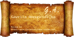 Gavrila Annunciáta névjegykártya